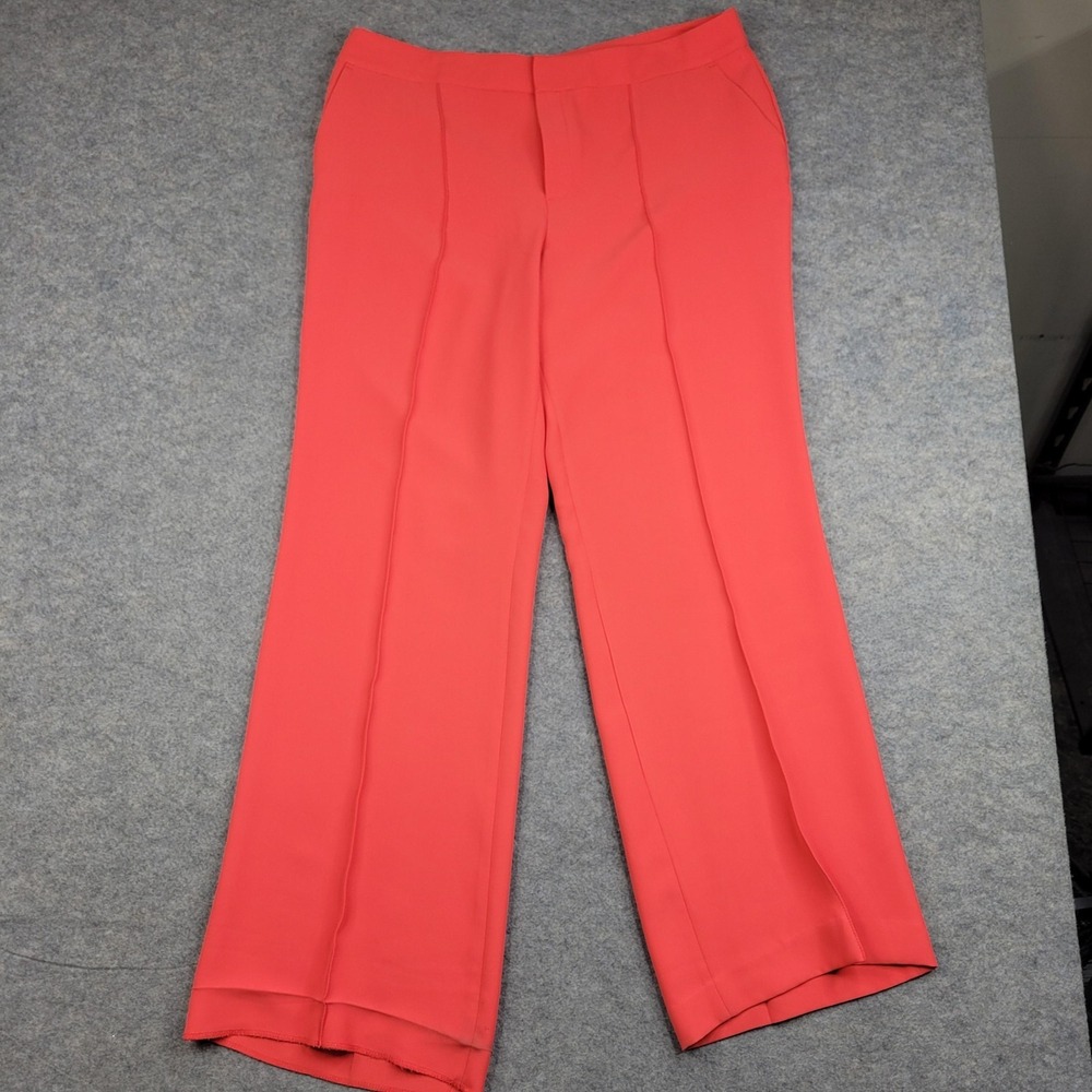 Karl Lagerfeld Paris Dress Pants Womens 16 Orange Crepe Straight Leg Work Office